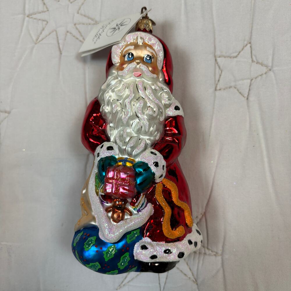 NWT Christopher Radko Hand Painted His & Hers Santa Mrs. Claus Glass Ornament